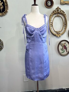 Lavender Satin Bustier Mini Dress Vintage Y2K Style